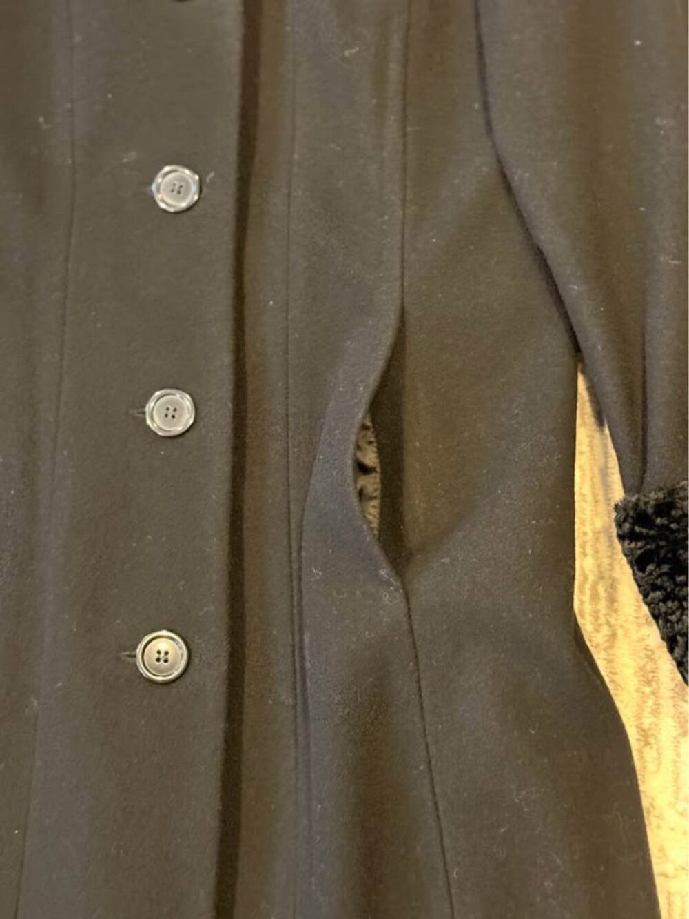 Donnybrook women's size 4 Black Wool Maxi Coat Faux Fur Cuffs Vintage - Picture 7 of 10